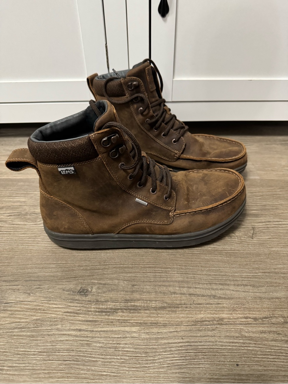 Lems Men’s Boulder Boot Grip WP Brown Leather Waterproof hiking Boots US 13